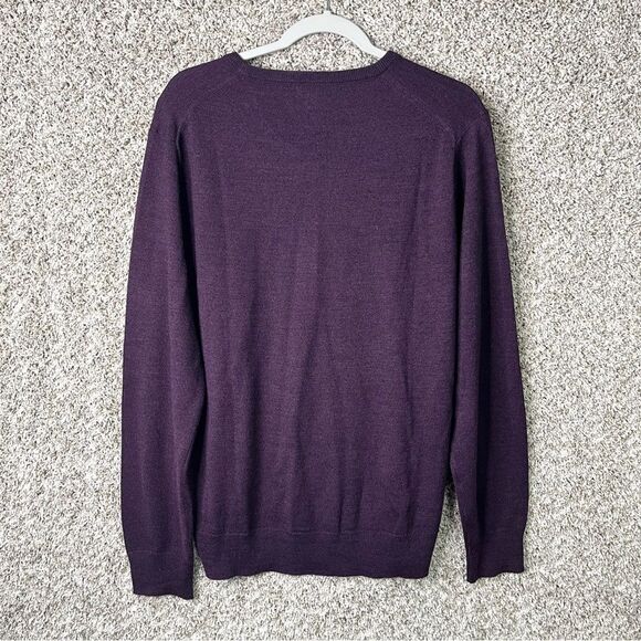 J. Crew Factory Sweater Men’s Large Dark Purple Wool Blend Crew Neck Long Sleeve - Picture 3 of 5